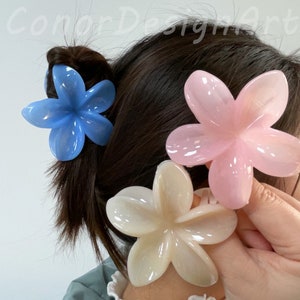 Cute Flower Hair Claw Clips, Colored Frosted Flower Hair Claw, Trendy Hair Claw Clamp, Acrylic Flower Hair Claw for Women, Girlish Hair Claw