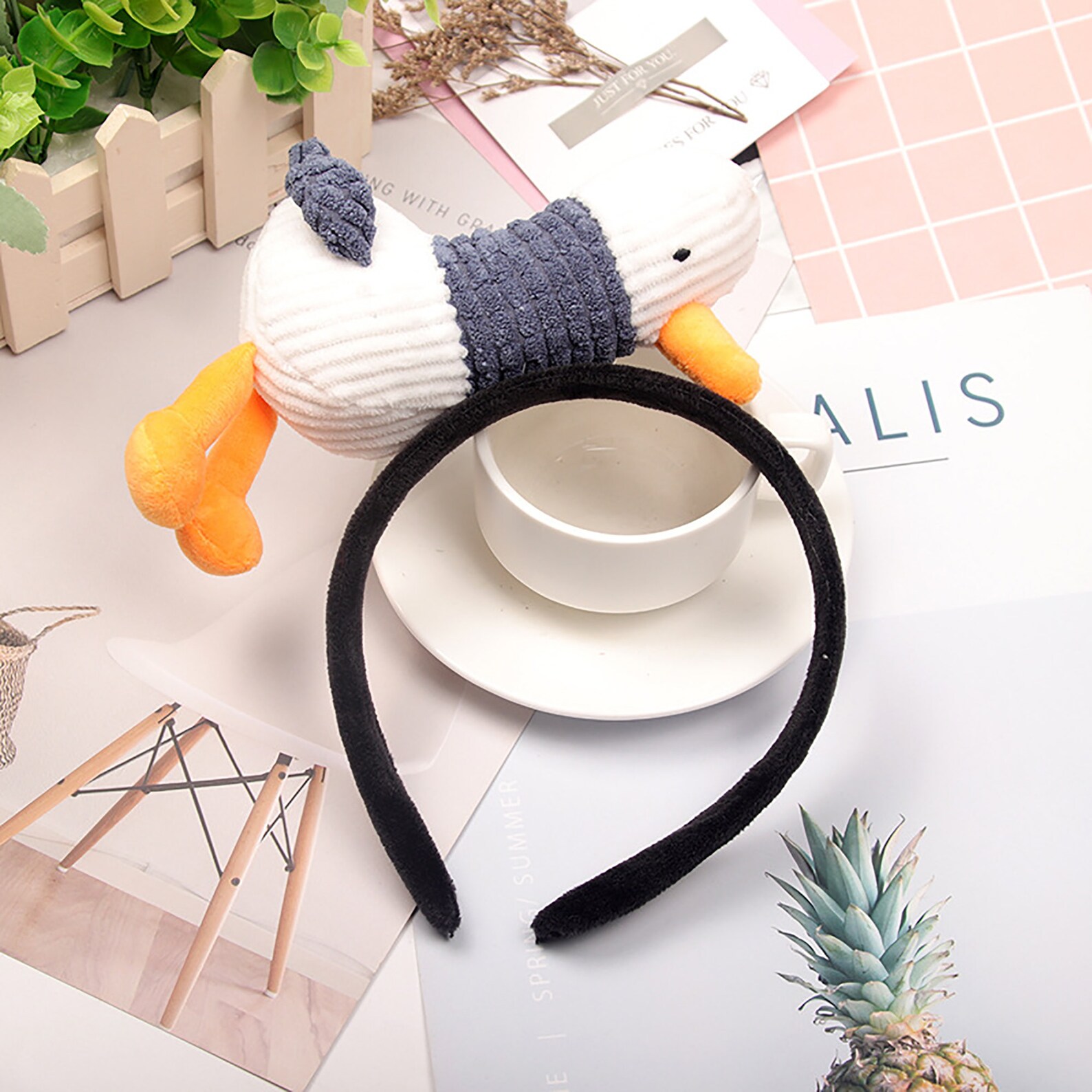 Cute Cartoon Cheering Duck Headband Comfortabl Lamb Wool Etsy