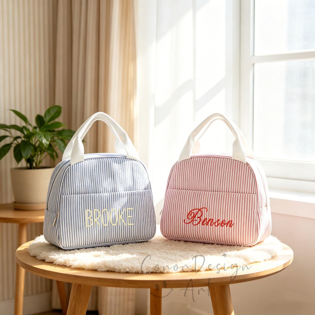 Custom Corduroy Lunch Tote Bag,embroidered Women's Lunch Bag,school ...