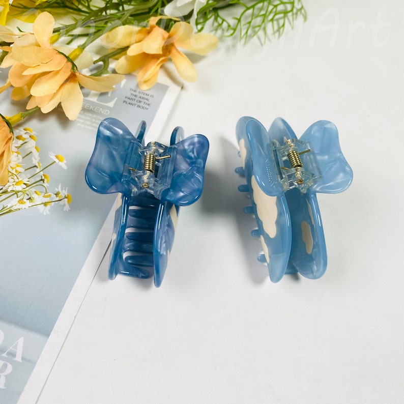 Cloud Lightning Hair Claw Clamps, Blue and White Splicing Acetate Hair Claw Clip, Grab Clips for Thick Hair, Cute Hair Claw For Woman Girls image 6