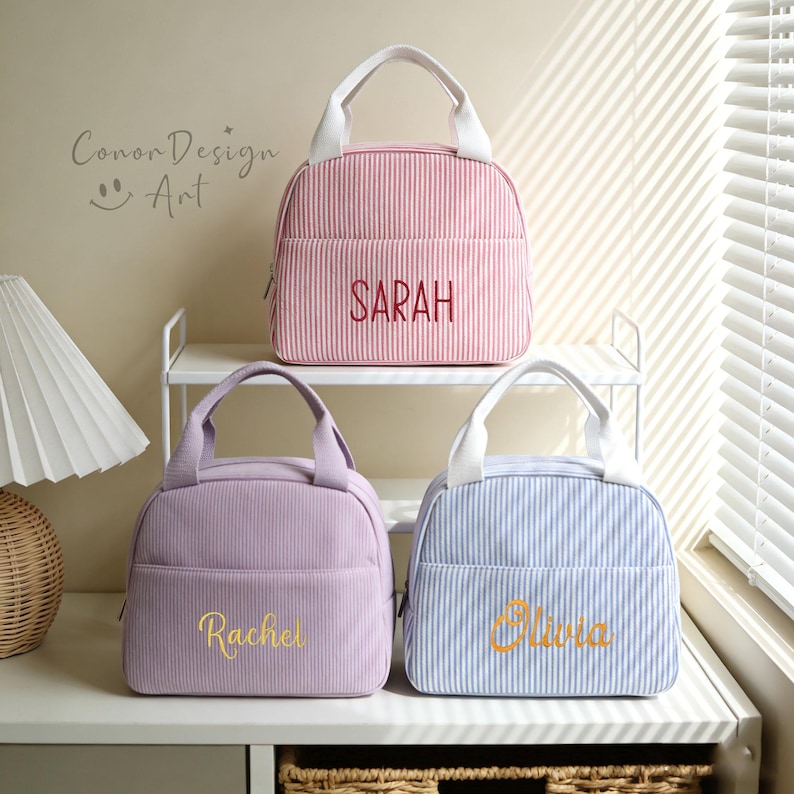Embroidery Insulated Lunch Bag,School Lunch Bag,Personalized ,Lunchbox Bag,Picnic Bag,Name Corduroy Lunch Bag,Insulated Lunch Bag For Office