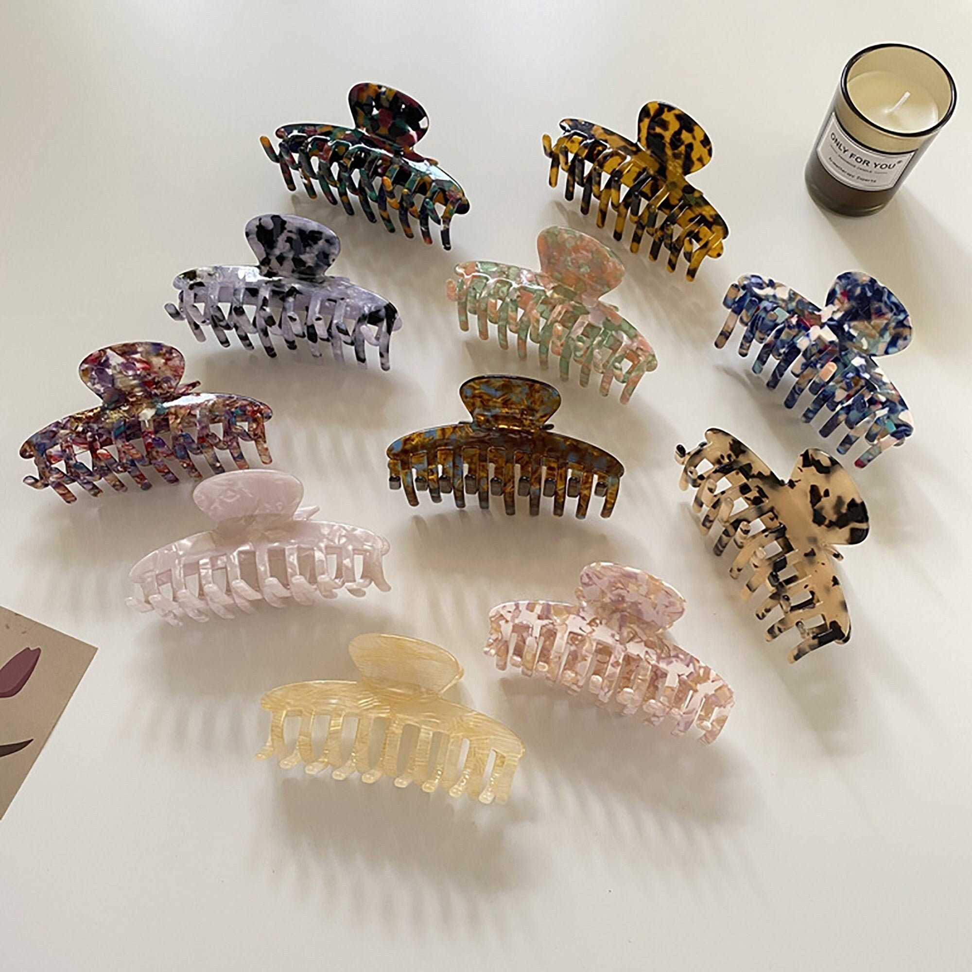 Large Tortoise Hair Clip Claws Elegant marble hair claw Etsy