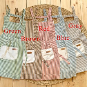 Custom Apron for women, Personalized Ruffle Apron, Striped Apron With Pockets, Embroidered Kitchen Apron, Chef Cooking Apron,Christmas Gifts image 11