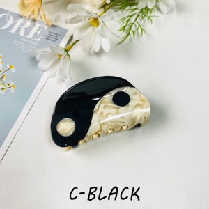 Yin Yang Gossip Semicircle Resin Hair Clip, Vintage Hair Claw Clip, Trendy Hair Claw For Thick Hair, Ponytail Clamps, Acetate Hair Claw,Gift C