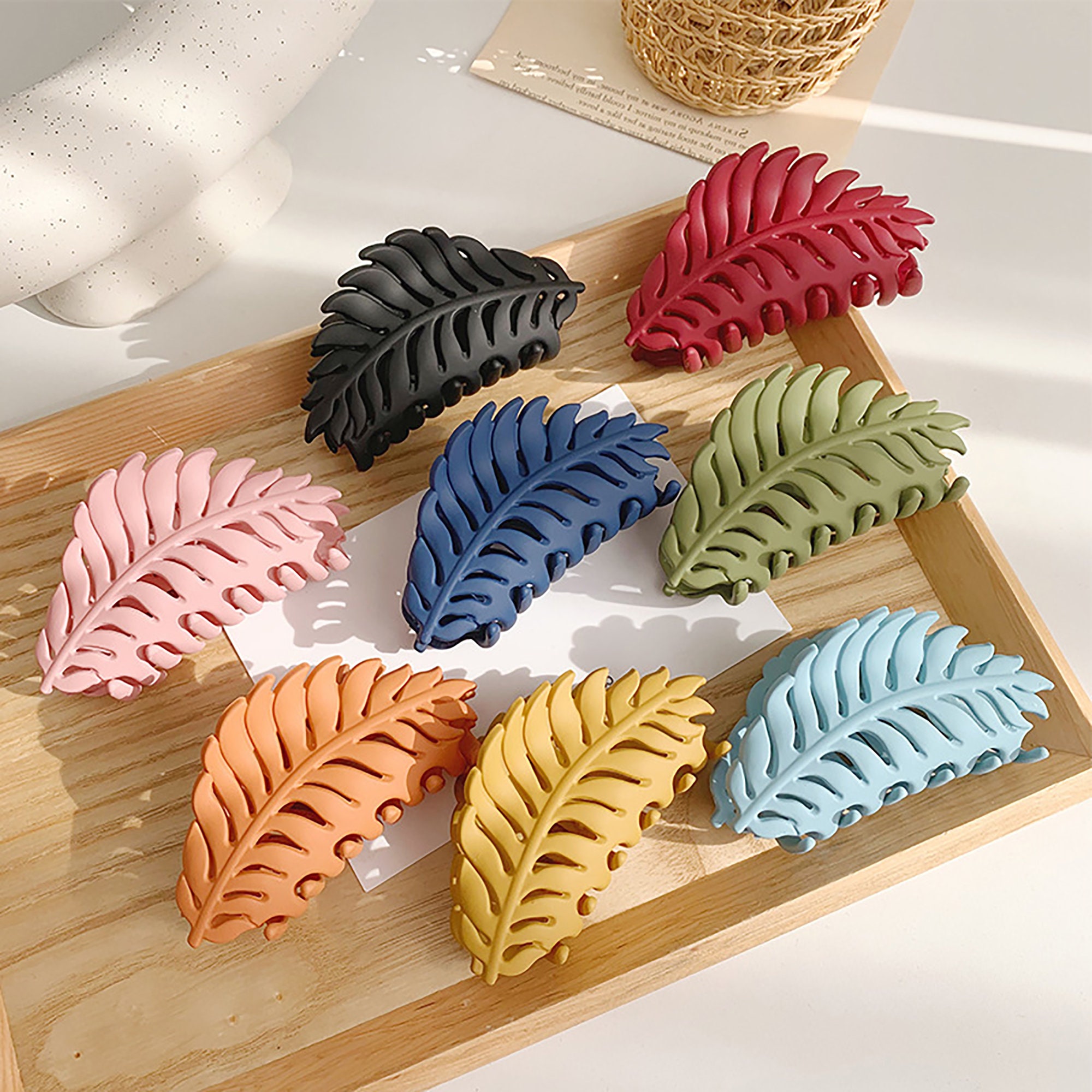 Matte Leaves Claw Clip Plastic Hair Claw New Style Hair Etsy