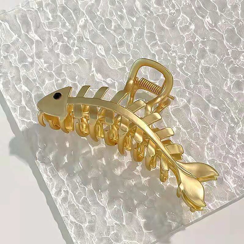 Golden Fish Bone Hair Clip Hair Clips for Thick Hair Etsy