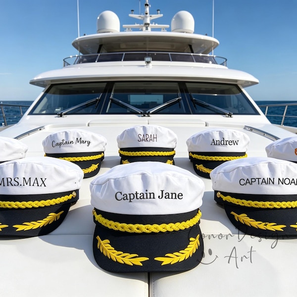 Custom Embroidered Captain Hat, Personalised Nautical Sailor Cap, Bachelor Party Captain Hat, Boat Yacht Crew Cap, Hen Do,Wedding Boat Party
