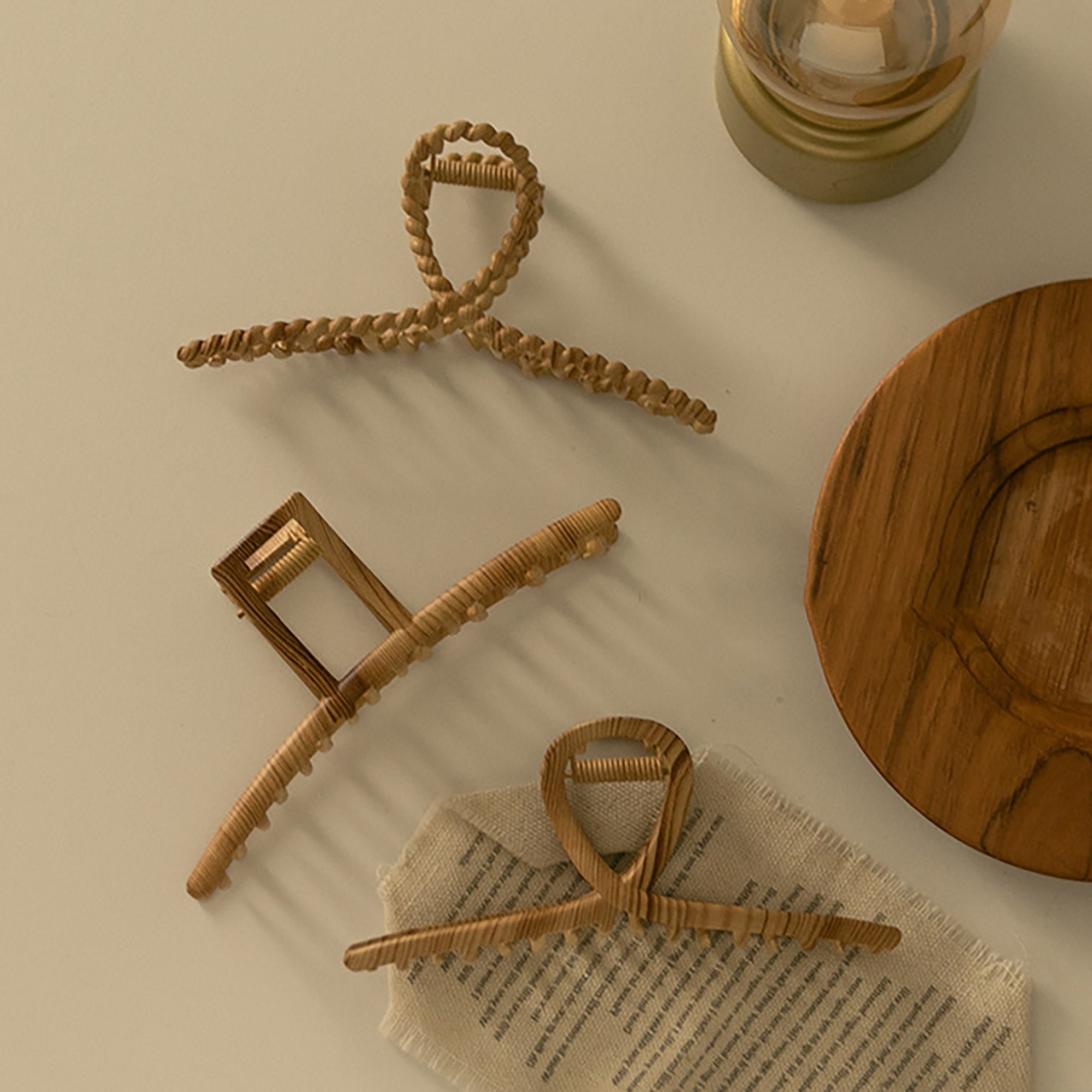 Retro Wood Grain Hair Claws Metal Twist Hair Claws Geometric Etsy