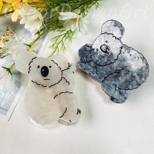 かわいい漫画コアラのヘアークロー、素敵なアセテートコアラのヘアークロークリップ、かわいい動物のヘアークロー、コアラ愛好家への素敵なギフト、女の子らしいヘアークランプ