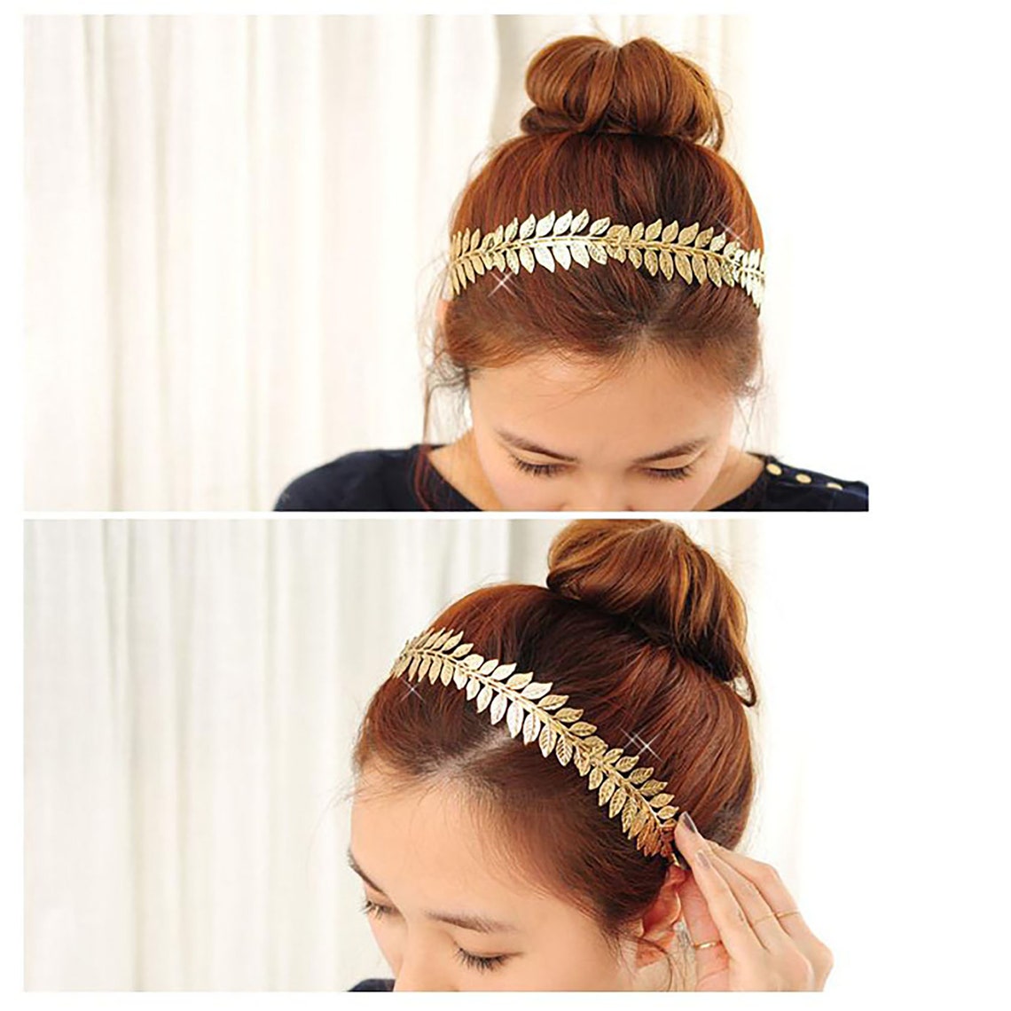 Laurel Golden Leaf Headband Bridal Hair Accessories Wedding Etsy