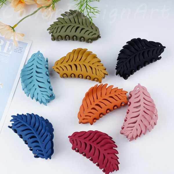 Pince à cheveux feuilles mates, Griffe à cheveux en plastique, Nouveau style, Pinces à cheveux creuses tendance, Griffe pour accessoires de cheveux pour filles