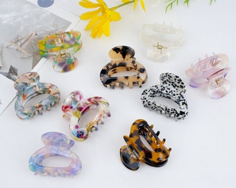 Pequeñas garras de clips de pelo de acetato, lindos clips de garra de pelo ovalados, accesorios para el cabello de moda, abrazadera de pelo francés vintage, barrette de pelo, regalo para las mujeres mamá