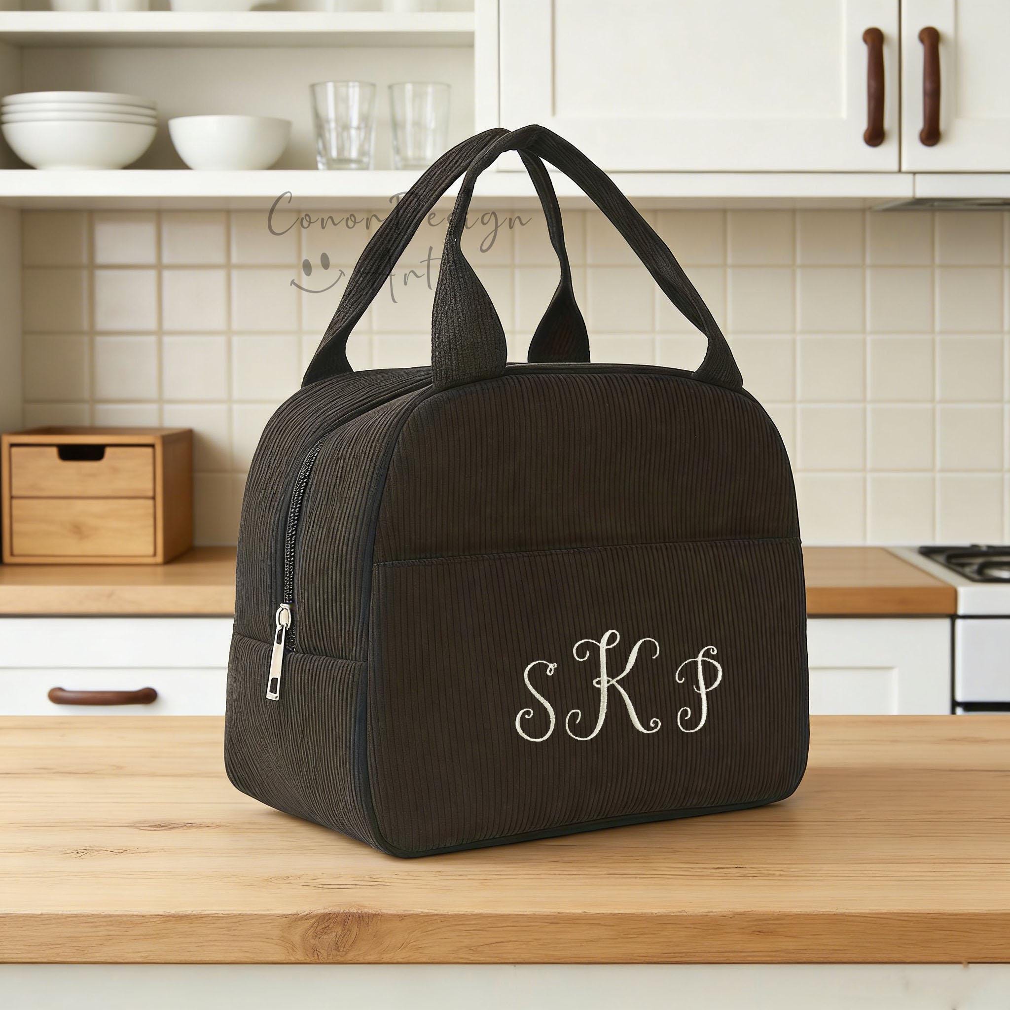 Custom Corduroy Lunch Tote Bag,embroidered Women's Lunch Bag,school ...