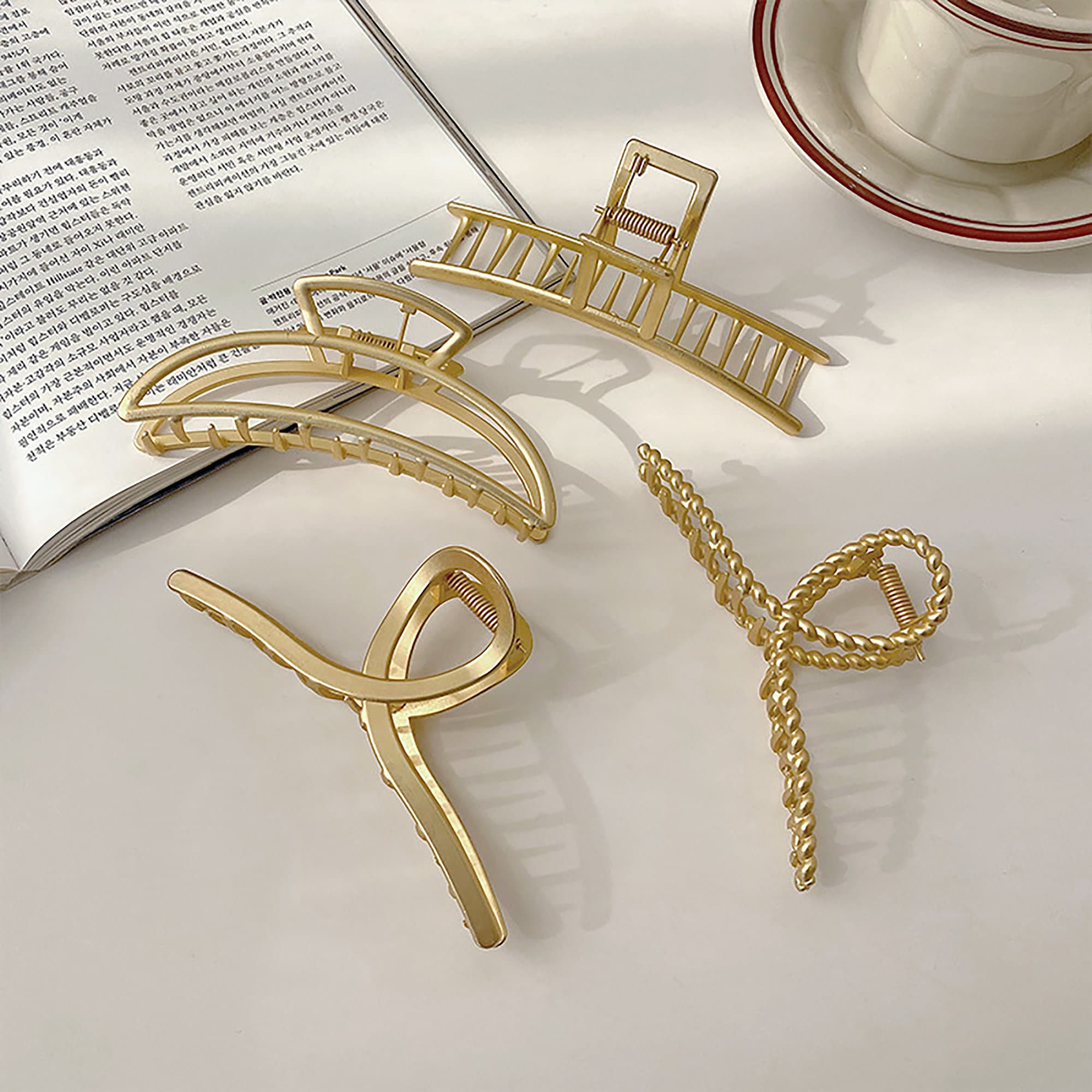 Vintage Minimal Metal Hair Clip for French Twist Hollow Gold Etsy