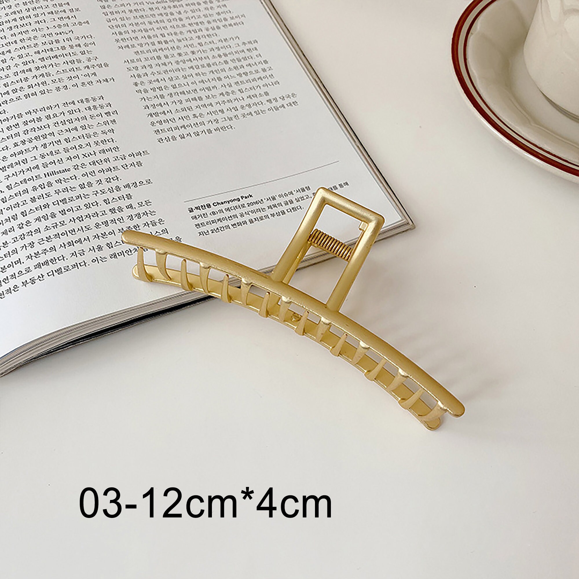 Vintage Minimal Metal Hair Clip for French Twist Hollow Gold Etsy