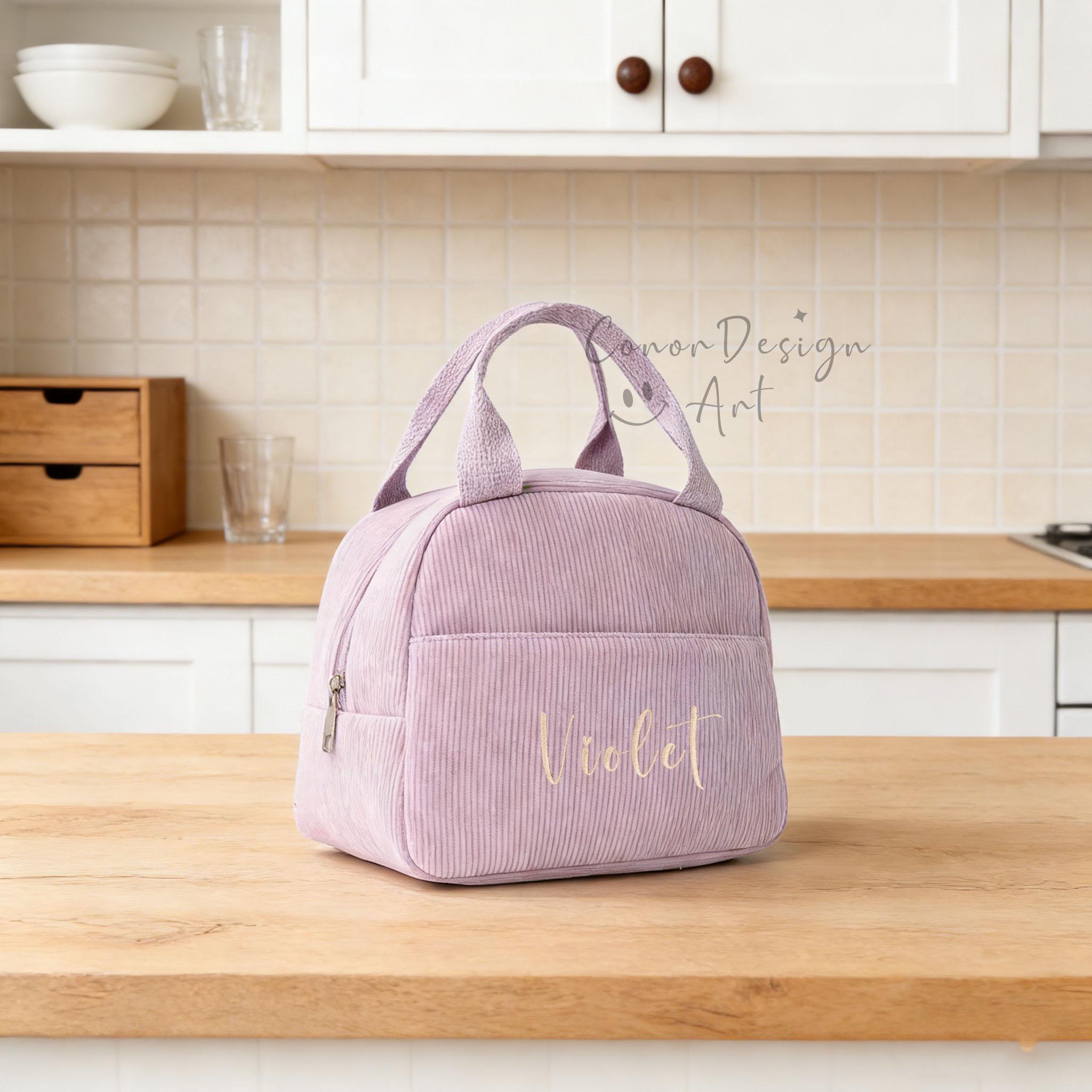 Custom Corduroy Lunch Tote Bag,embroidered Women's Lunch Bag,school ...