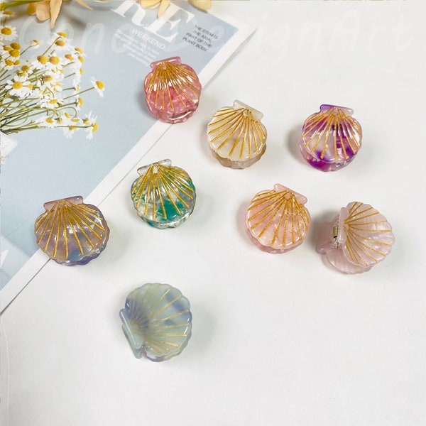 Small Shell Hair Claw Clips, Seashell Hair Claw Clips, Cute Color Tortoise Shell Hair Claws, Cellulose Acetate Hair Clips, Bangs Clamp Gifts