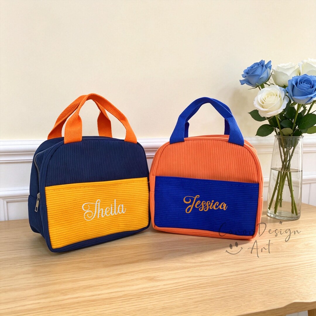 Custom Embroidered Corduroy Lunch Bag,school Lunch Bag,lunch Bag ...