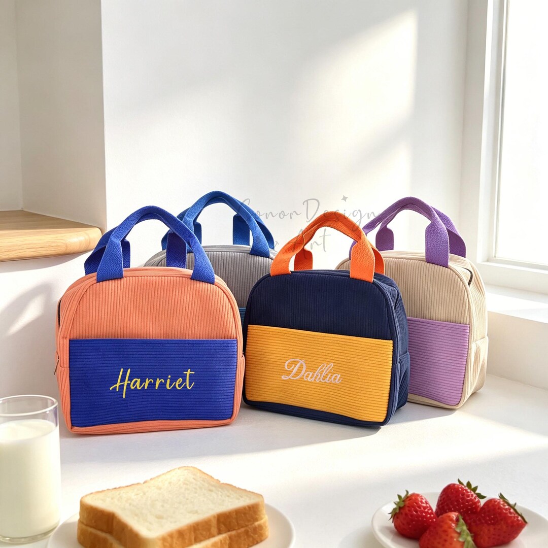 Custom Embroidered Insulated Lunch Bag, Personalized Reusable Snack Bag ...