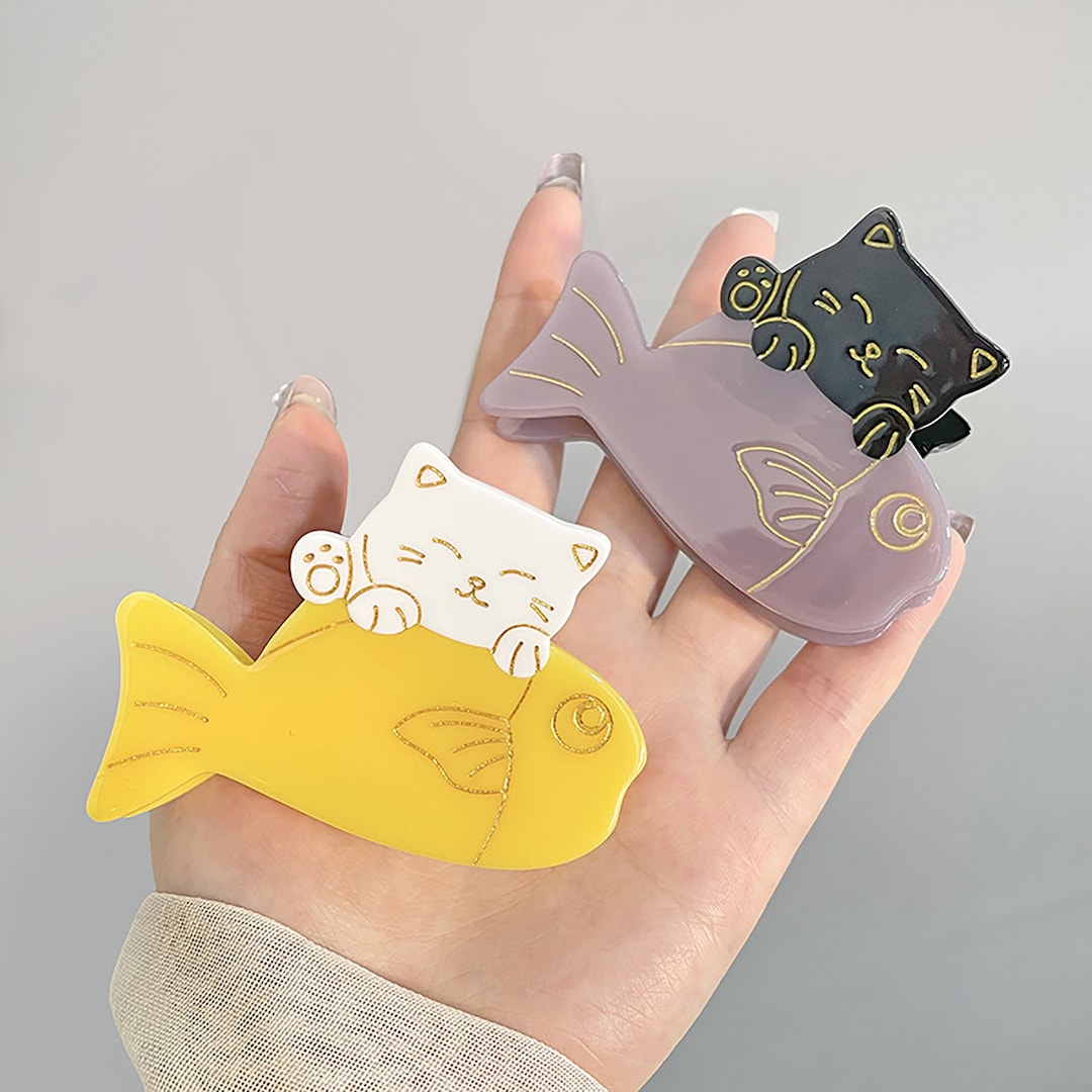 Cute Cartoon Cat Hair Claw Clip Kawaii Pet Cat Fish Hair Etsy
