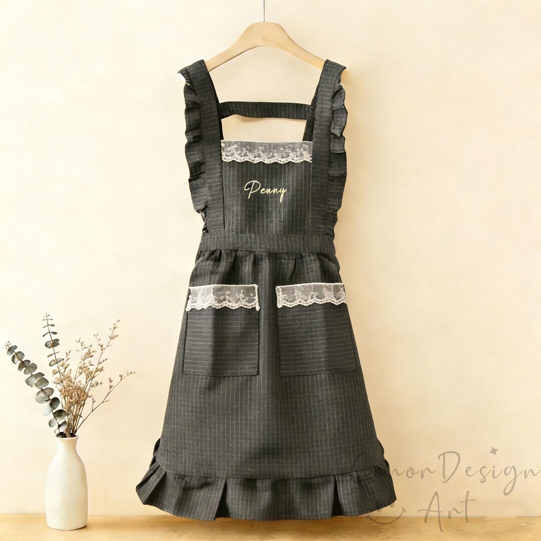Custom Embroidered Ruffle Cheque Baking Apron,ruffle Lace Apron,perfect ...