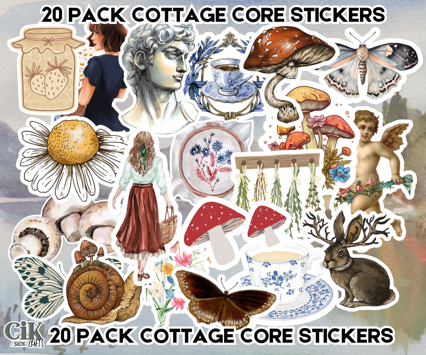 Cottage Core, 20 Count Sticker Pack, Apothecary, Cottagecore Stickers ...