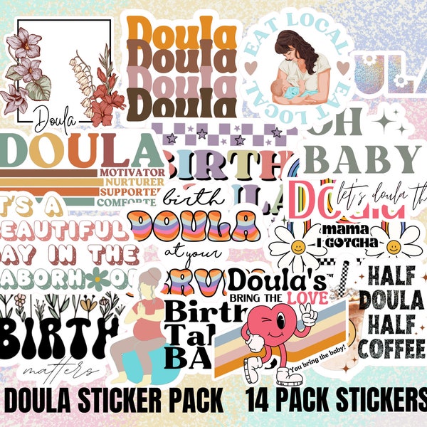 Doula, 14 Count Sticker Pack, Doula Stickers, birth, Glossy, Doula Sticker, Birth Worker, Stickers for Laptops,Phones, Car Decals, Pregnacy