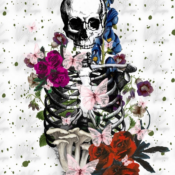 Skeleton Roses Png, sublimation file, butterfly svg, punk rock gothic png, cool graphic shirt design l