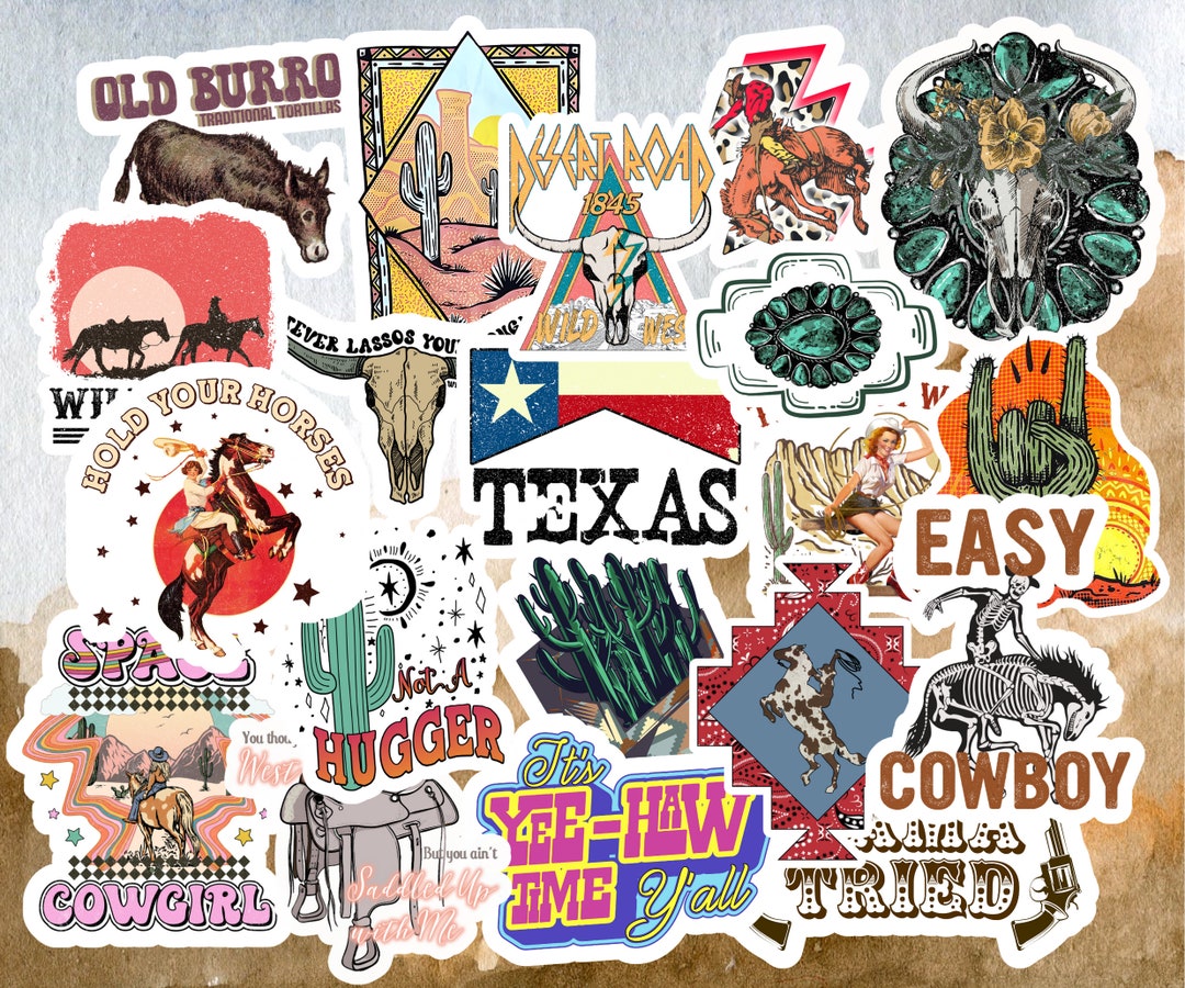 Western Sticker Bundle, Glossy, Vinyl, Weatherproof, 20 Count Sticker ...