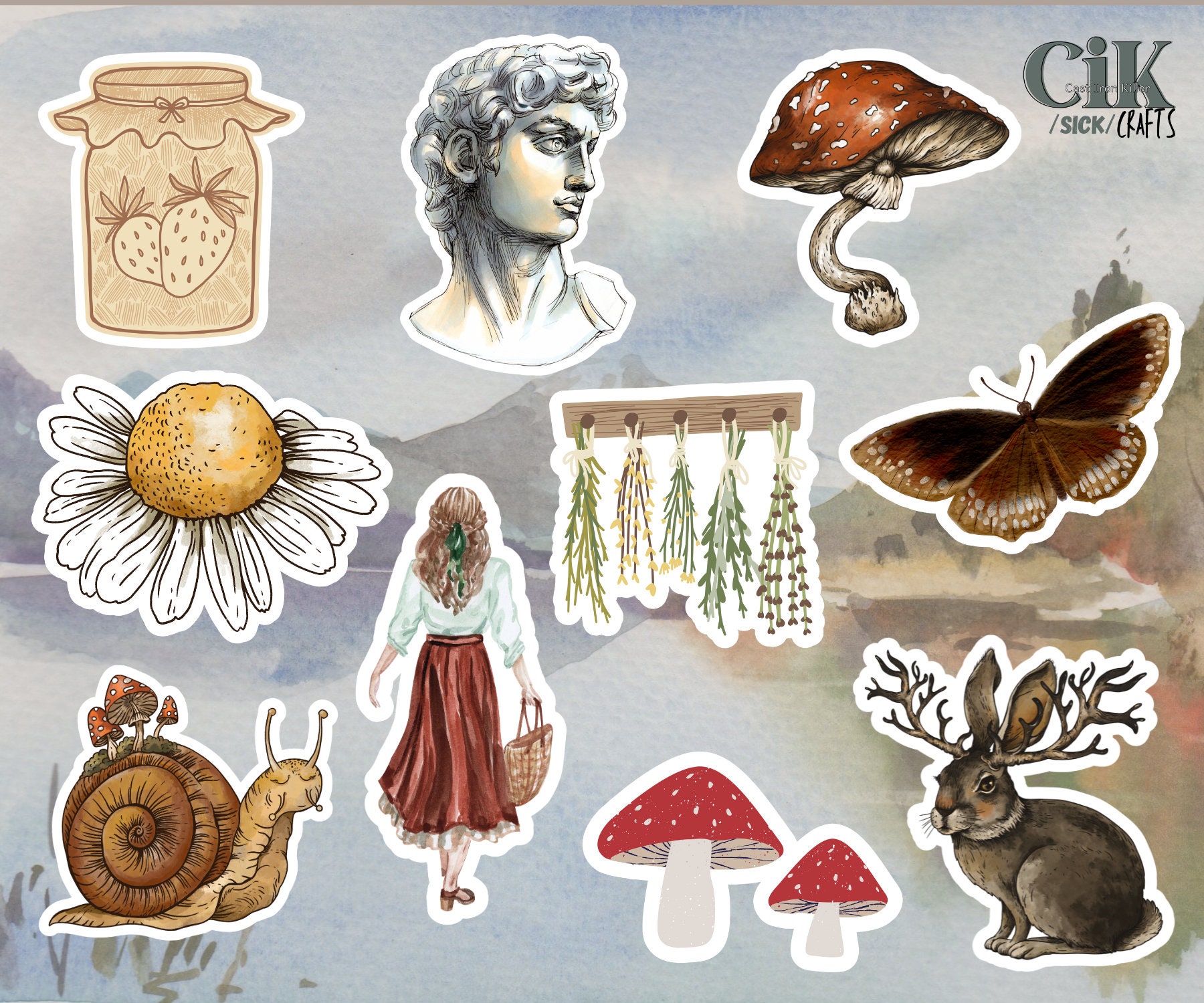 Cottage Core, 20 Count Sticker Pack, Apothecary, Cottagecore Stickers ...
