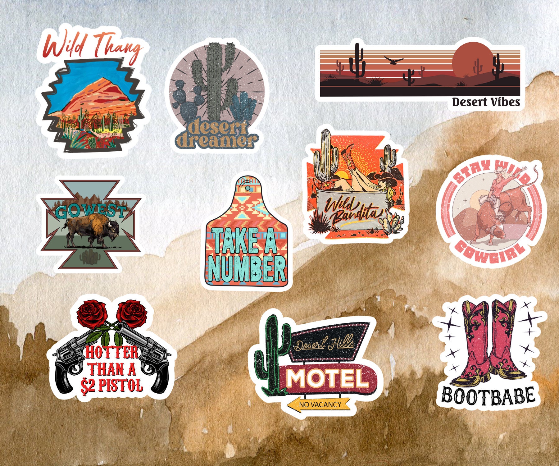 Western Sticker Bundle, 20 Count Sticker Pack, Glossy, Vinyl ...