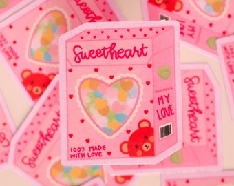 Conversation Heart Candy Sticker: Valentine's Day Pink Sticker