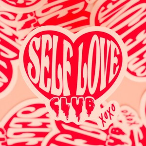 Autocollant club d'amour-propre, autocollant coeur, autocollant amour, autocollant amour-propre, autocollant coeur dégoulinant, autocollant amant, coeur rouge, autocollant Saint-Valentin