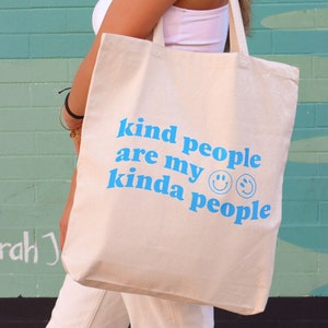 Kind people tote bag, aesthetic tote bag,  happy face bag, cute shopping bag, organic cotton bag, reusable bag, gift bag, custom tote, smile