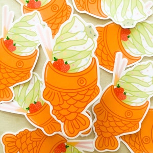 Taiyaki ice cream green tea matcha vanilla swirl asian japanese fish treat sticker