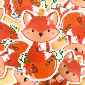 Autumn fall fox pumpkin cute animal sticker