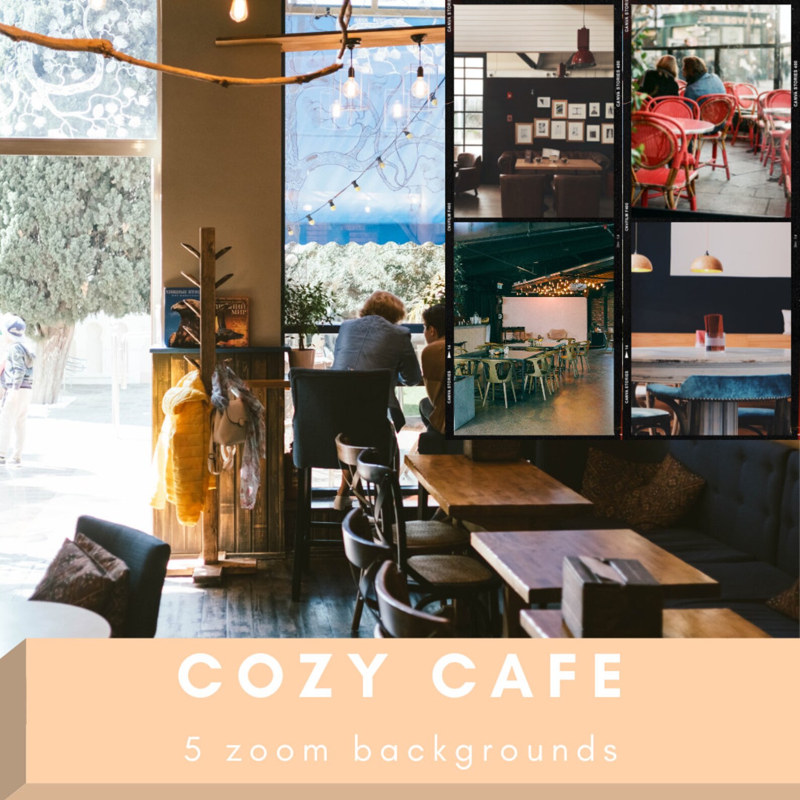 Cozy Cafe Zoom Background Instant Download 5 Pack Zoom Etsy Canada