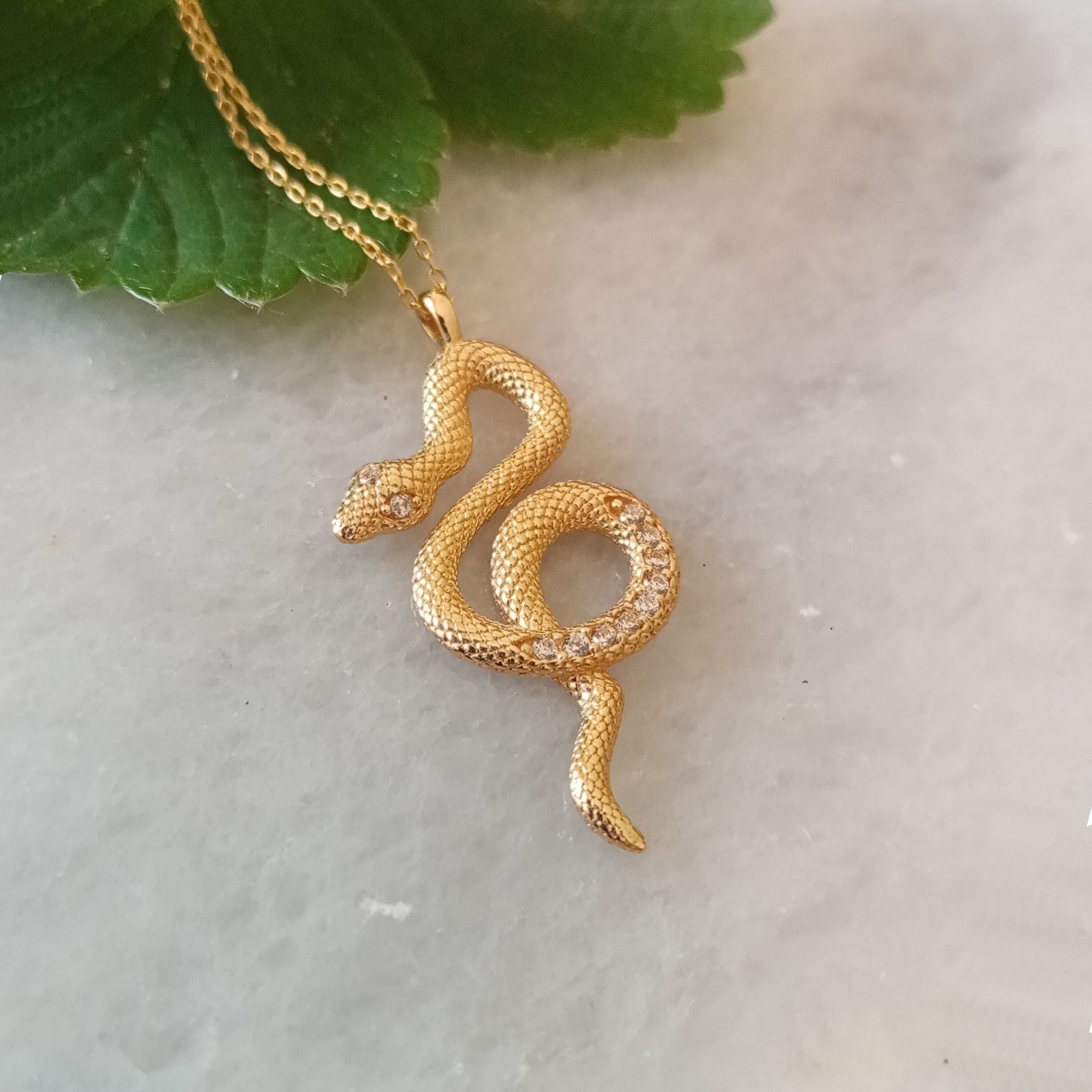 14 Kt Snake Pendant - Etsy