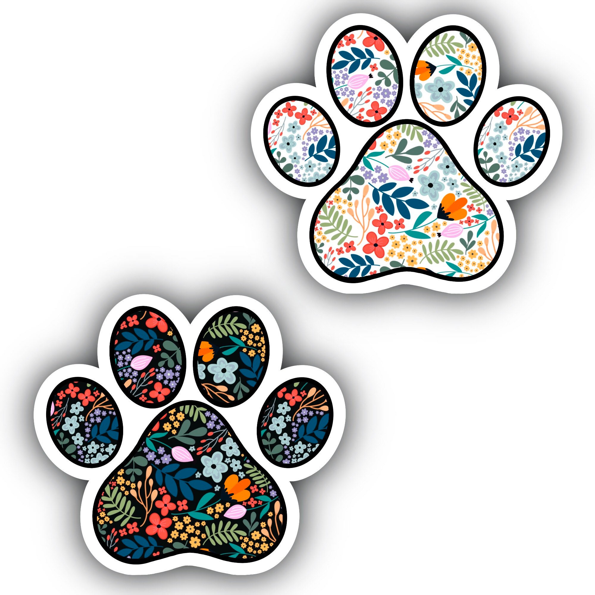 Floral Paw Sticker Paw Print Sticker K9 Sticker Weather Etsy