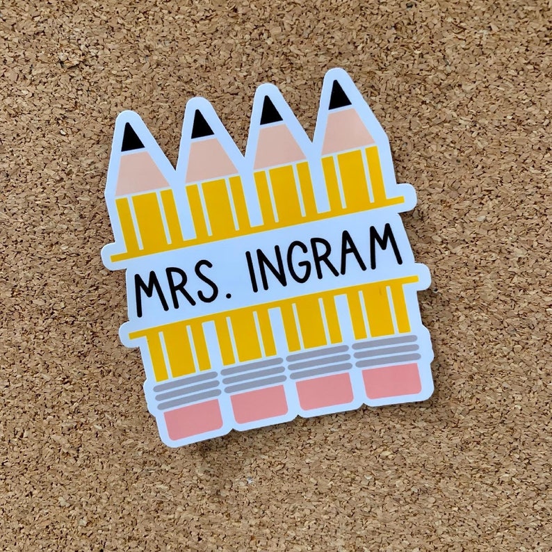 Split Pencil Name Sticker Teacher Gift Back to School image 0