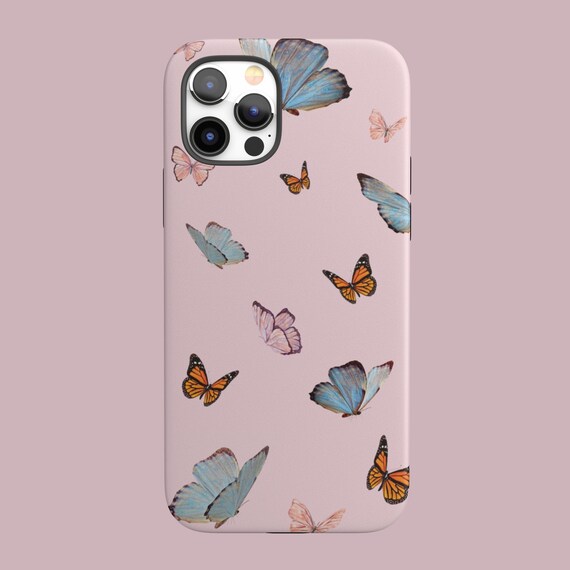 Pink Cute Butterfly Phone Case Iphone 13 12 11 Pro Max Case Etsy