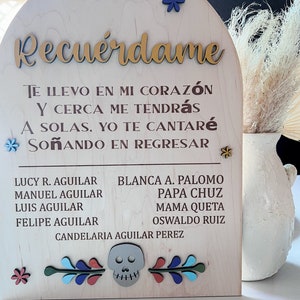 Recuerdame sign/Remember me table decor/Dia De Los Muertos/Coco sign/Ofrenda/wedding memorial sign