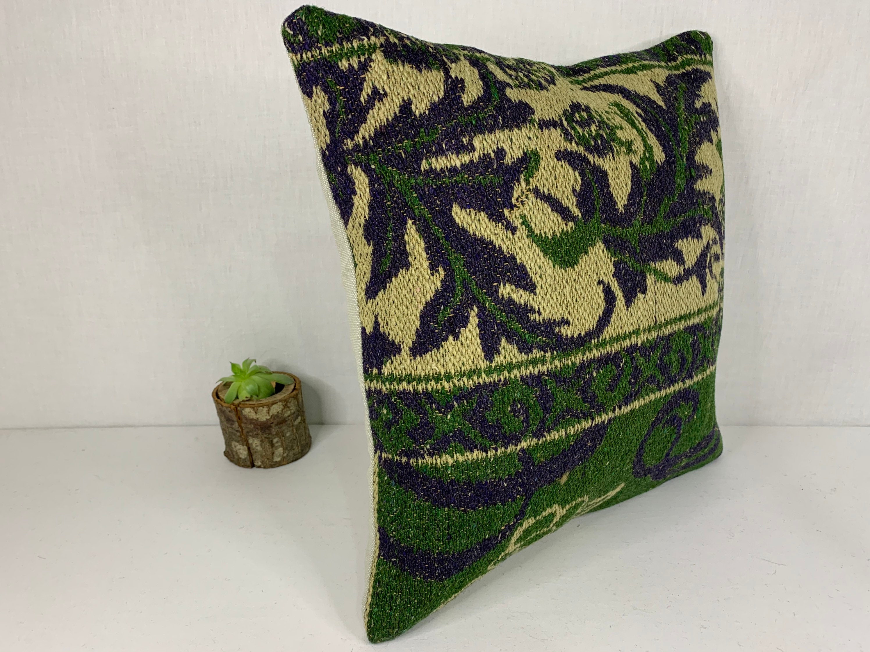 Kilim pillow Green 16x16 Kilim Pillowbolster Etsy
