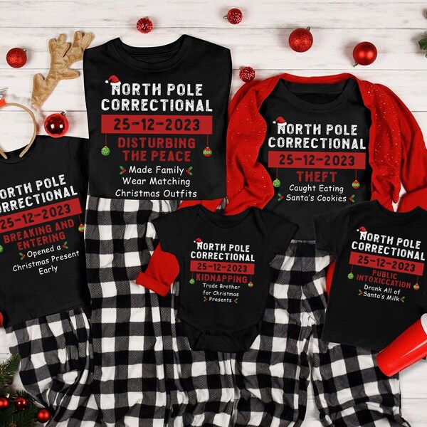 Matching Family Christmas Pajamas, Matching Christmas Shirts Family, North Pole Correctional Christmas Shirt, Christmas Group Shirts Pyjama