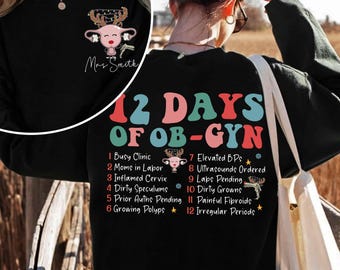 Personalized Personalized Obgyn Christmas Shirt, 12 Days Of Obgyn Shirt, OB Nurse Shirt, Speculum Nurse Shirt, Nursing Christmas Shirt