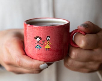 Taza de cerámica inspirada en una alfombra persa, hecha a mano, 150 ml (5 oz).
