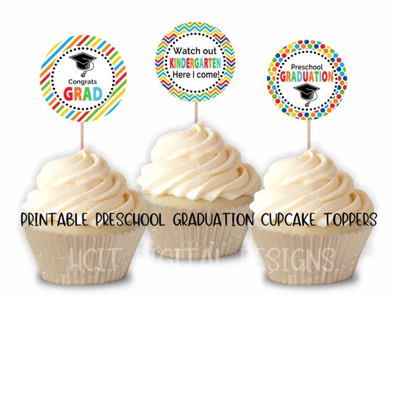preschool graduation cupcake toppers printable preschool etsy