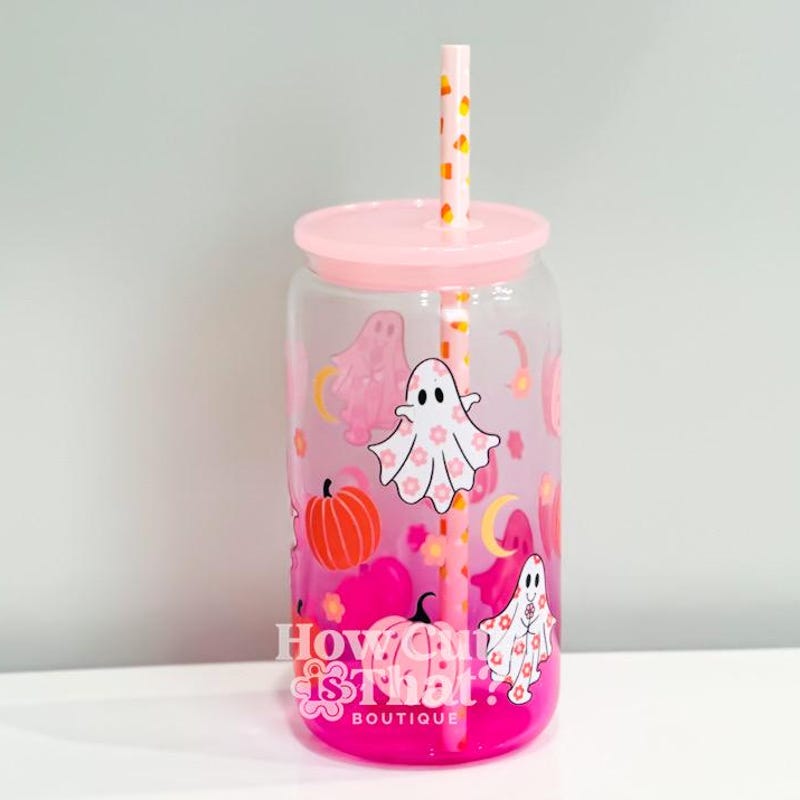 Pumpkin + Ghost Glass Tumbler