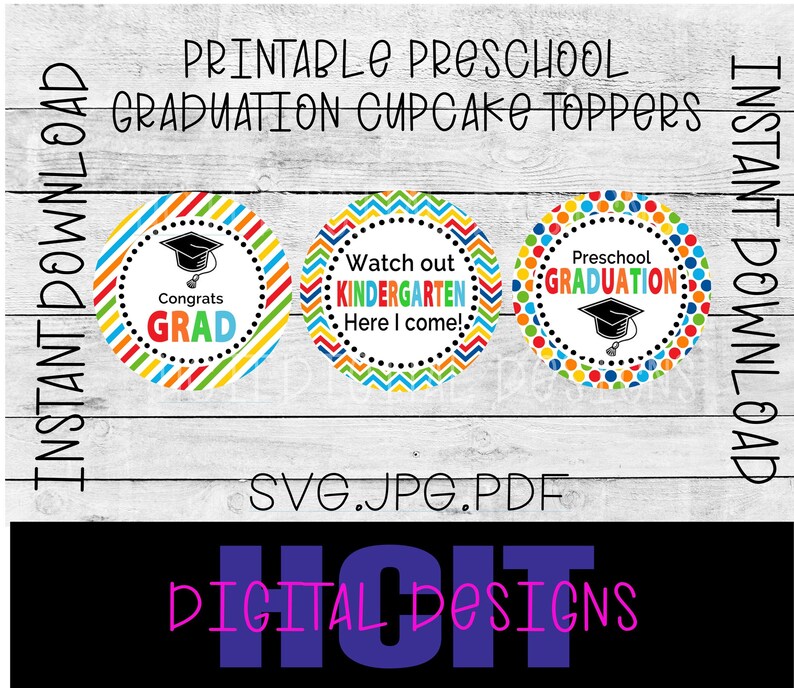 Preschool Graduation Cupcake Toppers Printable Preschool Etsy