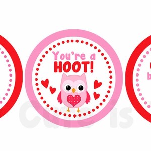Printable Valentine Owl Cupcake Toppers, Valentine Owl Stickers ...